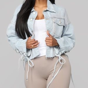 Lace-Up Denim Jacket